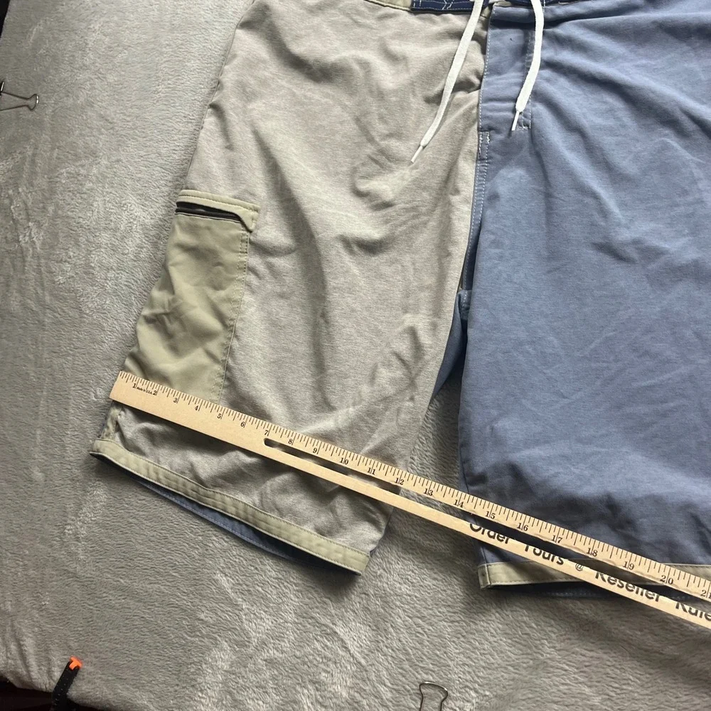 Huk Mens Blue Grey Colorblock‎ Performance Fishing Board Shorts Size 38